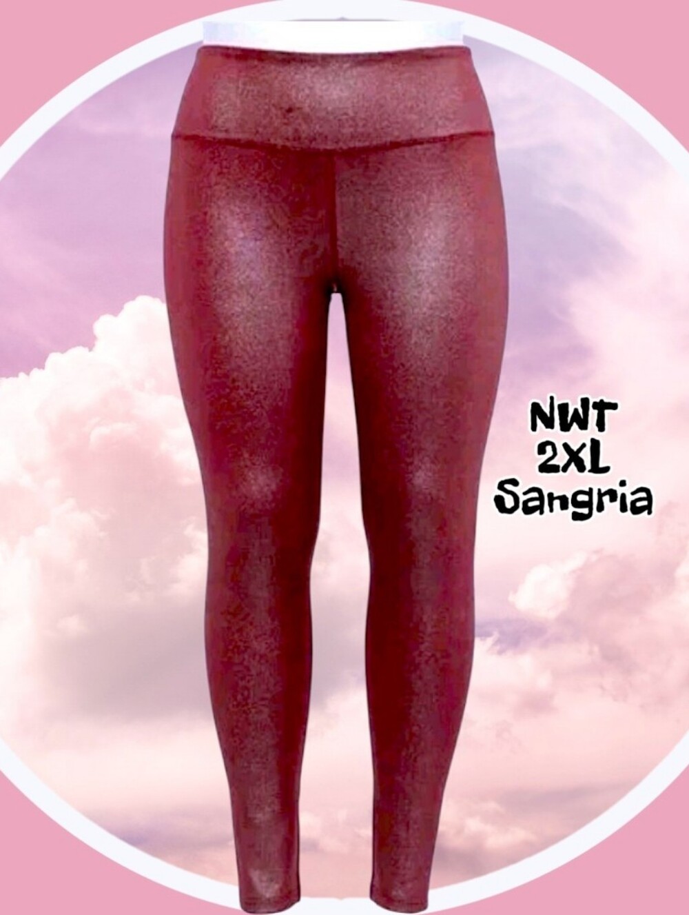 NWT Sz 2XL Full & ⅞ Length High Waist Leggings w 2 Side Pockets, Slight Sheen